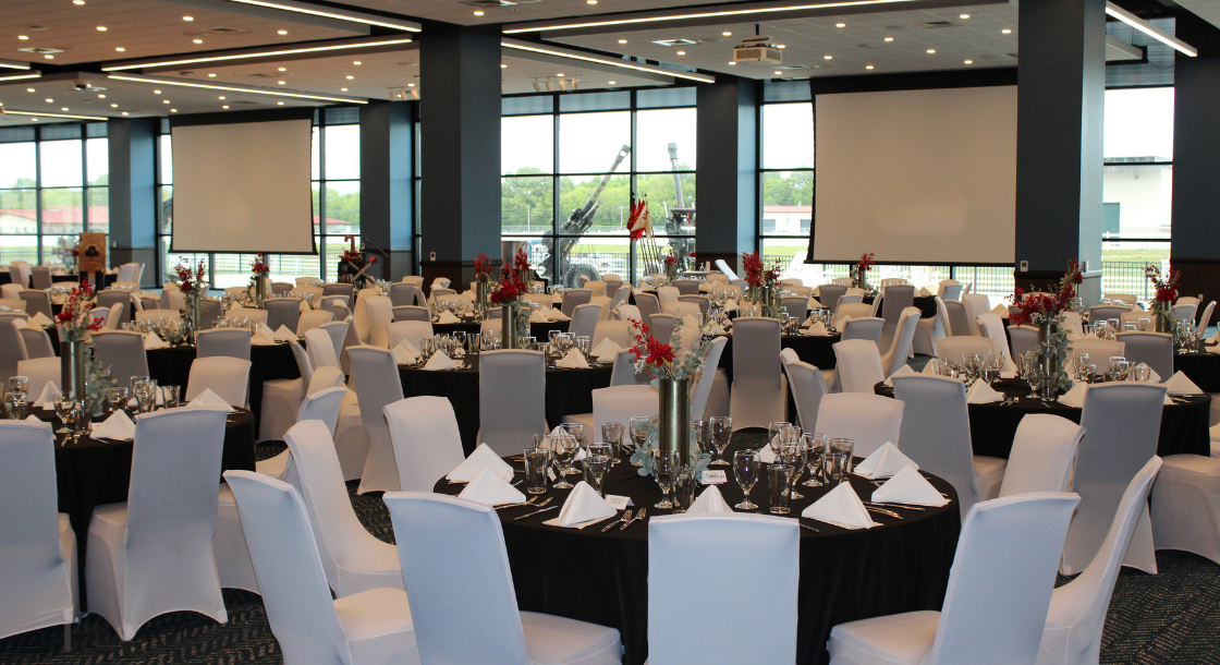 Grandstand set up for a military ball.