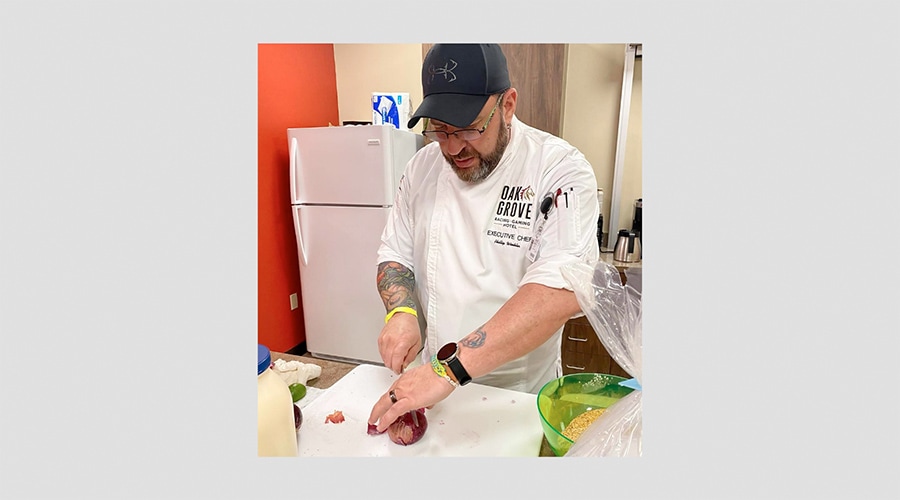 Chef Phillip Winkler preparing a dish