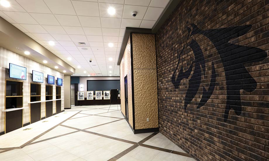 Image shows the hallway in front of the ticketing booth at Oak Grove Racing, Gaming and Hotel