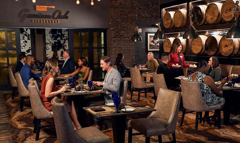 Image of Garrison Oak Steakhouse dining room with seated guests