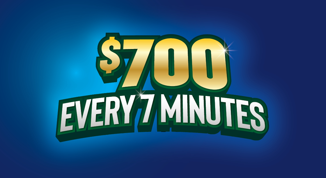 Image shows "$700 Every 7 Minutes" word mark on a blue background