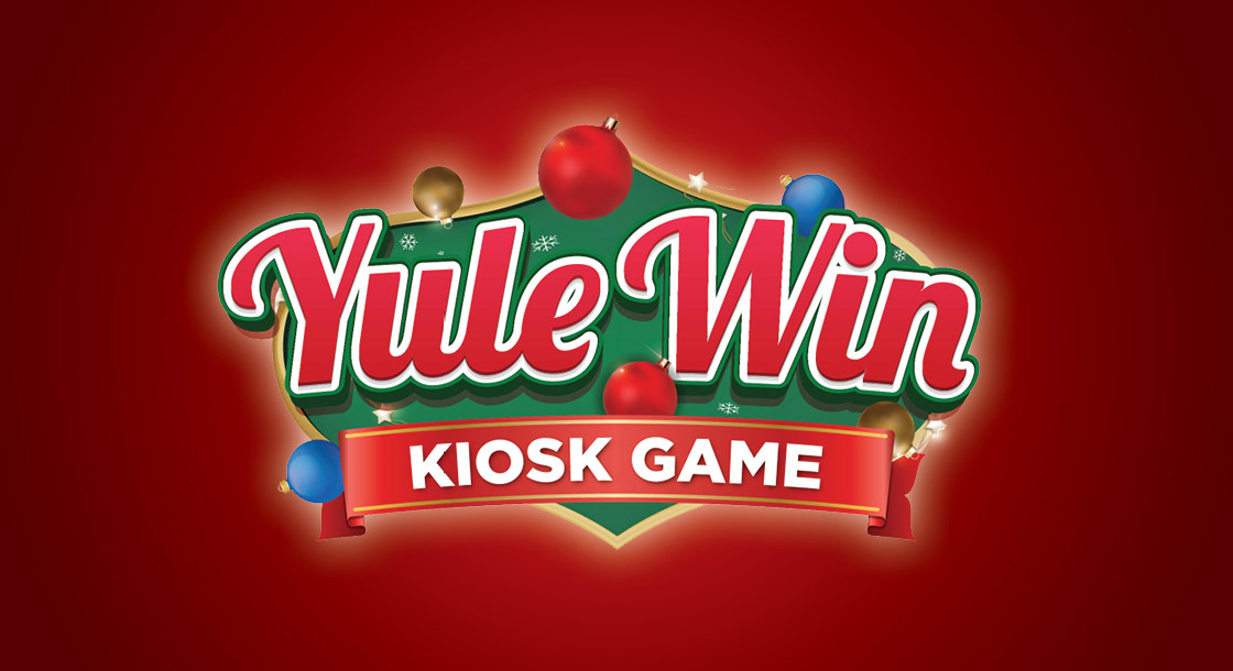 Image reads "Yule Win" kiosk game with a red background