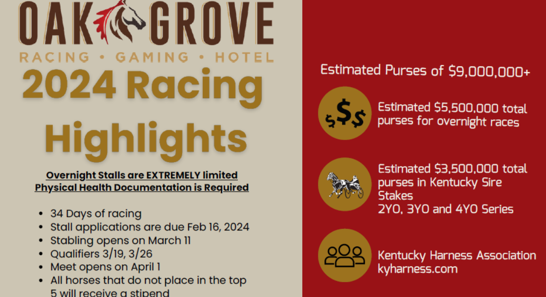 Oak Grove 2024 Racing Highlights in gold text with a red background