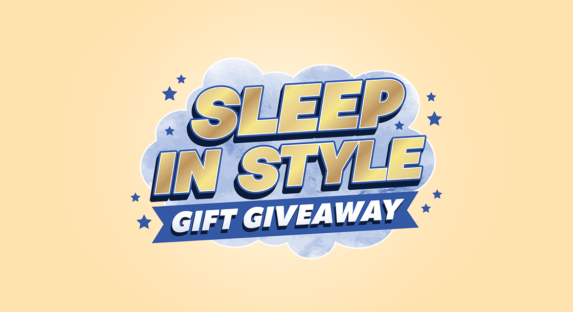A clout with the text sleep in style gift giveaway on top