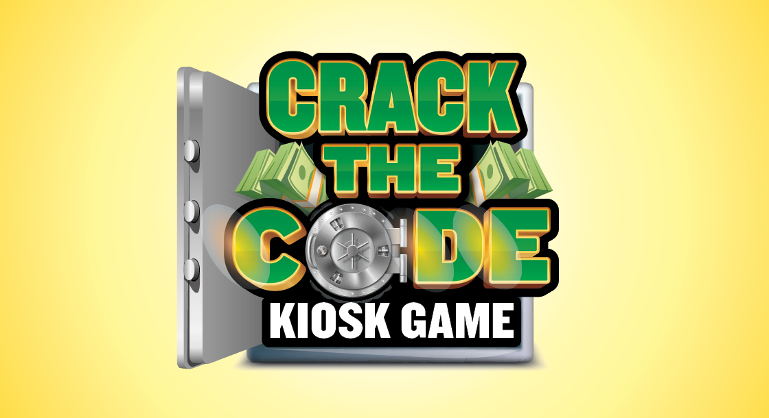 Safe with the words "Crack the code kiosk game" inside